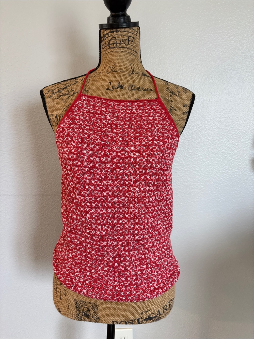 NWT Free People Red and White Knitted Halter Top
